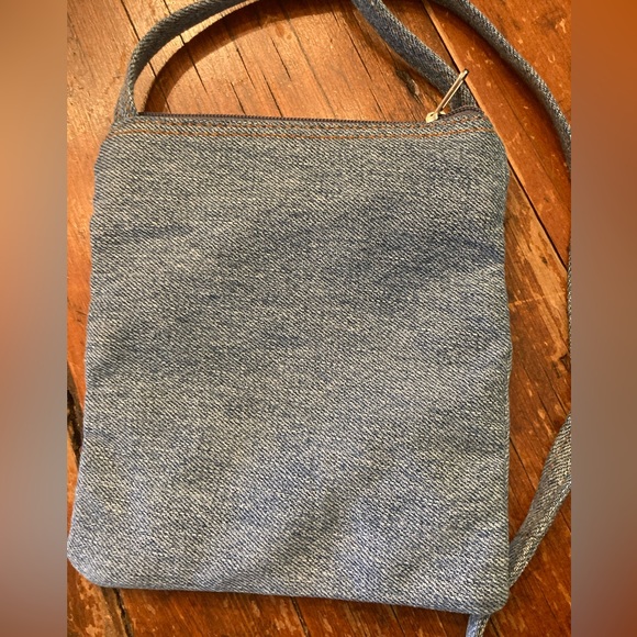 Boho Chic CROSSBODY Handbag Blue Jean with Silver Beads NEW - Picture 3 of 8